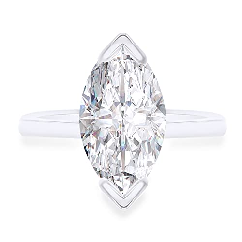 Jewel Zone Us 4 1/2 Carat Marquise Cut White Cubic Zirconia Solitaire Engagement Ring In 14K White Gold Plated 925 Sterling Silver (4.50 Cttw) Ring Size - 5 #TOP27