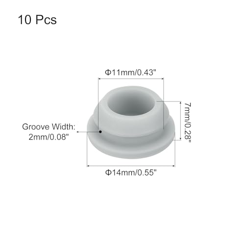Image of MECCANIXITY 10pcs Silicone Snap in Locking Hole Plugs,11mm /0.4 Inch Mounting Diameter Narrow Groove Width 2mm Panel Seal Cover Round for Kitchen Bulkheads Waterproof Sealing Plugs Grey