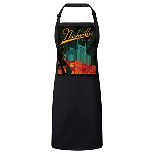 Tablier de cuisine premium noir affiche poster vintage Nashville Tennessee art deco 30's