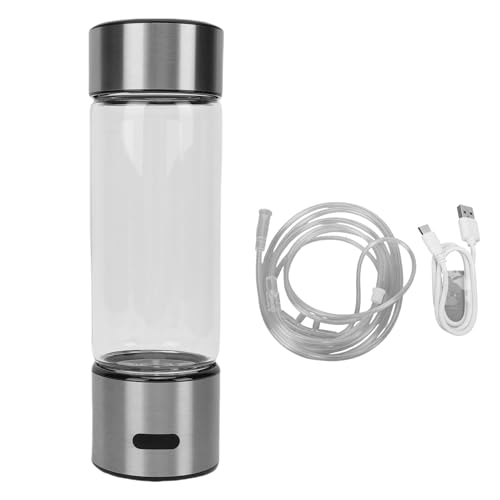 Generador de Botella de Agua de Hidrógeno Generador de Agua de Hidrógeno de Vidrio de Alto Borosilicato 460 Ml Recargable por USB 1200 a 1600 PPB Ciclo 3 Minutos para Hogar