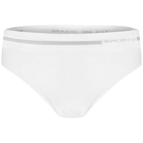 Preisvergleich Produktbild BRUBECK Herren Slips atmungsaktiv nahtlos / Funktionswäsche Merino / Unterhose für Männer / Slip Breathable White / Mens Underwear Seamless / 41% Merinowolle / Gr. L / Weiß / BE10050