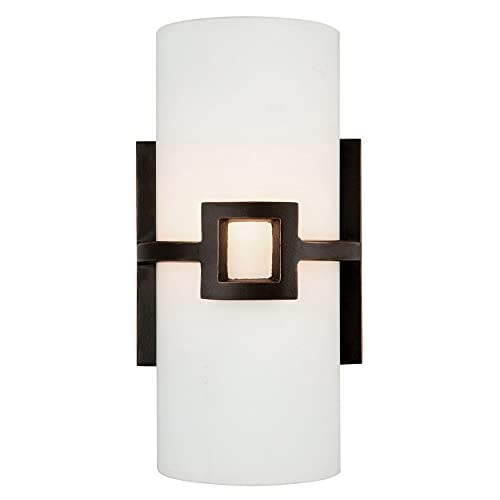 Design House Monroe Wall Sconce, Frosted Glass, Dimmable, Indoor Lighting, Oil Rubbed Bronze...
