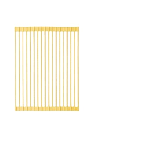 Estante de drenaje plegable para fregadero de cocina, estante de almacenamiento y persianas enrollables tubulares redondas de agua para piscina (tamaño pequeño, amarillo), diseño que ahorra espacio