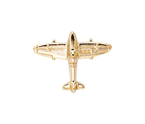 A N KINGPiiN Lapel Pin for Men Golden Airplane Badge Brooch Suit Stud, Shirt Studs Men's Accessories