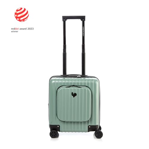 LUCKY PLANET Go Beyond 17" Carry-On Green Expendable Zipper Front Pocket 100% German PC Hardside TSA Lock2