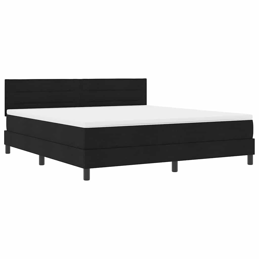 Sprężynowa z drewna inżynieryjnego nowoczesny z LED Czarny 180 x 200 cm