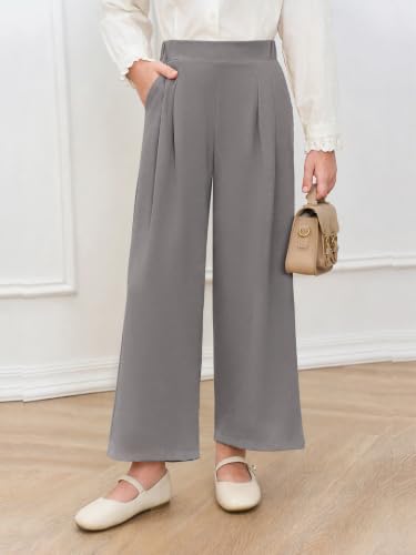 Image of Haloumoning Girls Uniform Pants Kids Wide Leg Dress Pants 5-14 Years