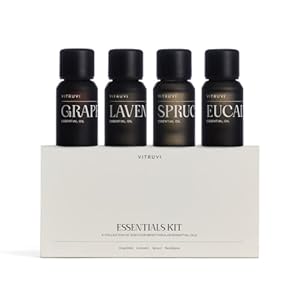 Vitruvi Essentials Kit, Essential Oil Starter Kit, 100% Pure Lavender, Eucalyptus, Grapefruit, Spruce, Essential Oil Set | Essential Oils for Diffusers Aromatherapy 4X 10ml (0.3 fl.oz), 4 Count