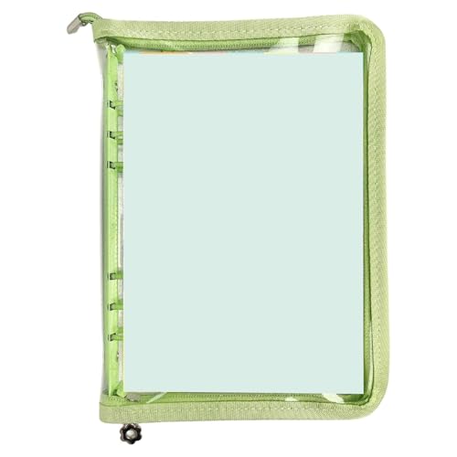 Cemaystic A5 透明収納ファイル グリーン 2個セット 持ち運び可能 リフィル付き ファスナー付き 丈夫な素材