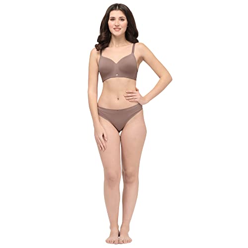 Image of SOIE Women's Full Coverage Padded Non-Wired Seamless T-Shirt Bra | Ultra Soft Nylon Spandex with Adjustable Straps, Side Support & Smooth Invisible Finish