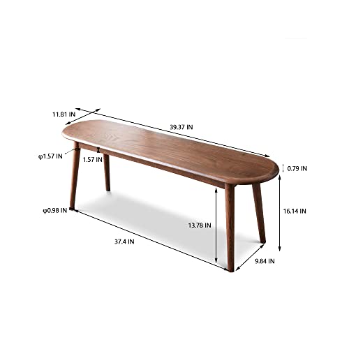 Homsof Natural Oak Wood Bed Bench For Dining Room, Walnut 39.4" #TOP1