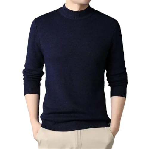 Men's Knit Long Sleeved Sweater Half High Collar Casual Knitwear Pullovers