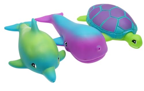 JA-RU Cute Sea Animal Bath Toys – Water Squirter for Kids (3 Water Squirters Assorted) Turtle, Dolphin, & Whale Water Toys, Pool Party Favors, Classroom Prizes. 4012-3s