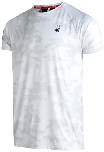 Spyder Men's Active Shirt - Camo Fitted Short Sleeve Performance Training Shirt - Dry Fit Workout Shirt for Men (S-XL)