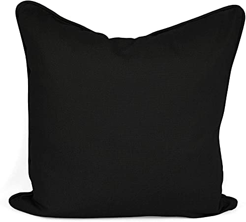 100% algodón natural teñido liso decoración del hogar sofá cama cojines decorativos con fundas de cojín - 18 x 18 pulgadas (1, negro) Cover