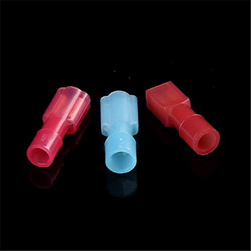 Davitu Wire Connectors Terminals Crimp 500PCS Nylon fully Insulated 14-12AWG Spade Male & Female Electrical Crimp Terminals Kits blue