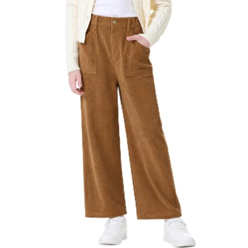 Image of Rolanko Girls Wide Leg Corduroy Pants High Waist Trousers Vintage Kids Pants Streetwear Casual 4-12 Years