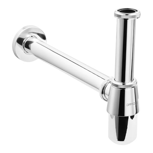 Image of Orvos Bottle Trap, Brass Body with Stainless Steel Pipes, Curved, for Sinks and Wash Basins