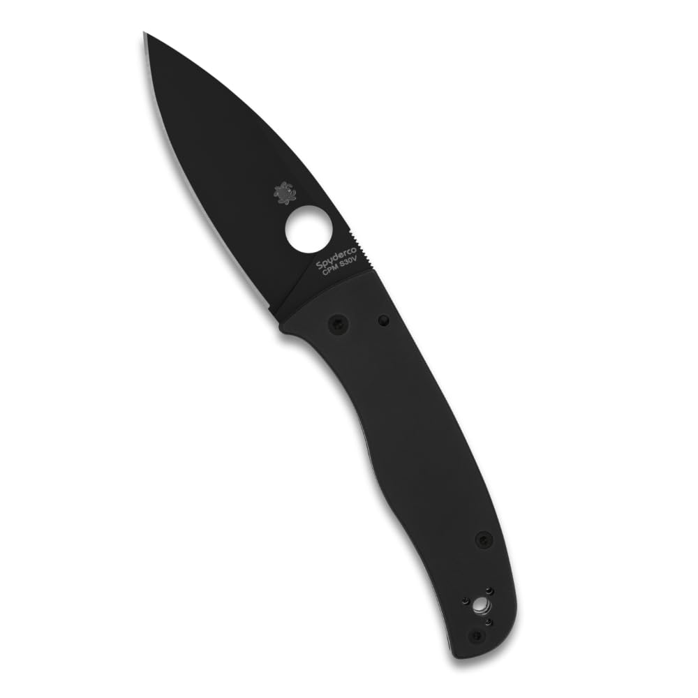 Spyderco Bodacious Folding Pocket Knife, Plainedge | 8.27" Overall Length, 3.63" DLC-Coated CPM S30 Steel Blade, G-10 Handle, Compression Lock,