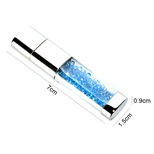 USBメモリ 可愛い クリスタルメモリ32GB ラインストーンUSB 防水フラッシュドライブ - ローズレッド/ホワイト/パープル/ライトブルー 4色 軽量 ギフト対応 優雅なデザイン 防水メモリ (32GB, 靑い)