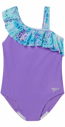 Speedo Girls Asymmetrical Ruffle One Piece Swimsuit
