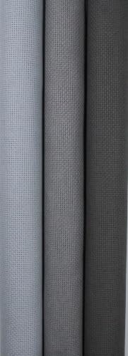 Image of KCS 3 pc of 15 inch x 18 inch(38cmx45cm) 18 Count Cross Stitch Cotton Aida Cloth Needlework Rolled Fabric Box,18CT,Light Grey+Medium Grey+Dark Grey