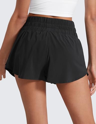 CRZ YOGA Athletic Shorts for Women High Waisted Flowy Ruffle Skirt Overlay for Workout Running Tennis with Zip Pocket2