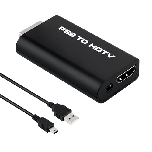 Mcbazel PS2 to HDMI Converter Adapter with 3.5mm Audio Output HD Link Cable for PlayStation 2 Compatible with SCPH-1xxxx/3xxxx/5xxxx/7xxxx Plug & Play for HDTV/Monitor Not for SCPH-9000x