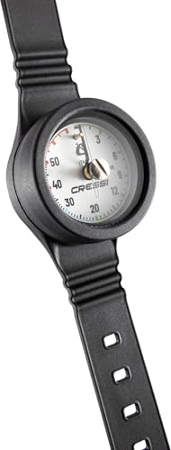 CRESSI Wristband Depht Gauge White Profundímetro Analógico de Muñeca con Esfera Métrica, Unisex-Adult, Negro/Blanco, Talla Única