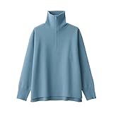 無印良品 婦人 洗えるミラノリブ編みハーフジップセーター レディース BA1OZA4A サックスブルー 婦人L
