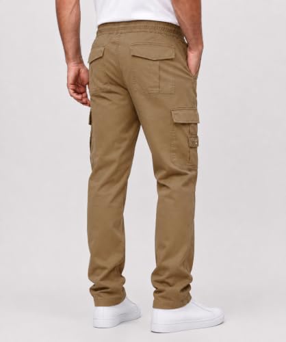 Image of DEELMO Cargo Pant for Men | Cotton Cargo's Pant | Men's Cotton Cargo Trousers | Elastic Drawstring Waist Straight Fit | Comfortable Breathable Cargos for Casual to (Available in Pluse Size)