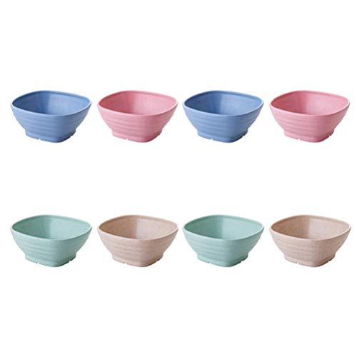 Cabilock 8pcs Square Wheat Straw Bowls Unbreakable Bowls Cereal Bowls Rice Bowls Deal for Breakfast, Oatmeal, Soup, Noodle, Snack