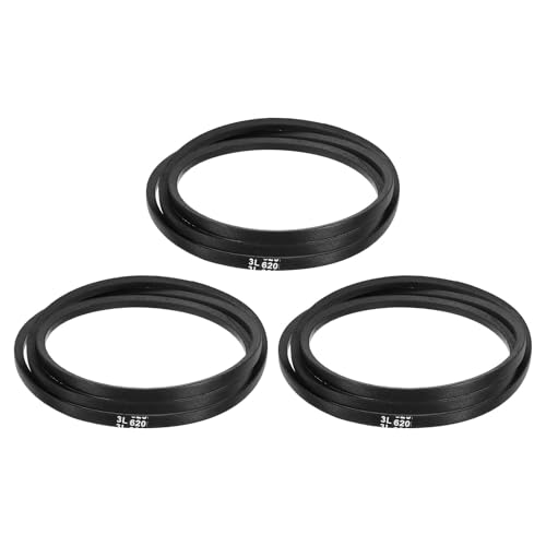 uxcell 3 Pcs 3L620 Classic Wrapped Rubber V-Belt, 62"(1575mm) Outside Circumference, 3L Profile V Belt 3/8" Width 7/32" Height