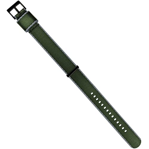 Image of BARTON WATCH BANDS, 20mm Grey /Green Edges - Elite NATO Style Watch Strap - Black Buckle - Seat Belt Nylon Watch Bands