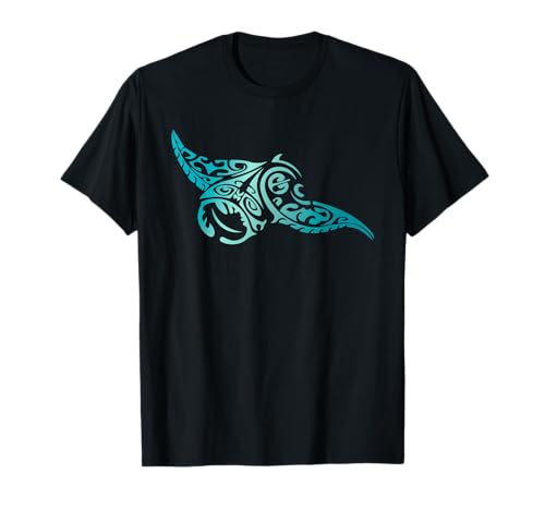Hawaii Tribal Manta Ray Camisa hawaiana Amante del tiburón Camiseta