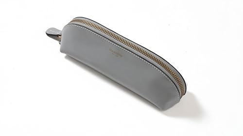 Image of Cockatoo Genuine Leather Pencil Pouch, Accessories holder, Stationery Bag, Zippered Pen Case for Work & Office (Dawn Blue)