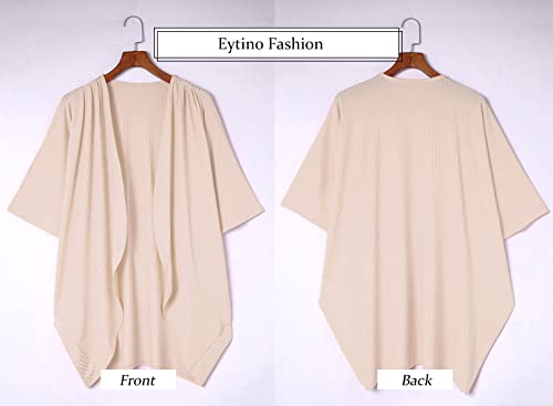 Eytino Womens Plus Size Open Front Cardigans Casual Half Sleeve Draped Kimono Cardigan Tops,4X Apricot #TOP3