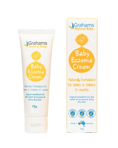 Grahams Natural Baby Eczema Cream Moisturizer for Newborn-12 Years | Rash, Redness, Dry Skin & Itch Relief | Colloidal Oatmeal & Shea Butter | Steroid-Free, Fragrance-Free for Sensitive Skin (75g)