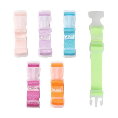 Image of Ximimark 6pcs Colorful Luggage Belts, Travel Portable Adjustable Luggage Seat Belt with Release Buckle, Luggage Travel Accessories, Easy to Carry, Car Travel Outdoor Practical Straps