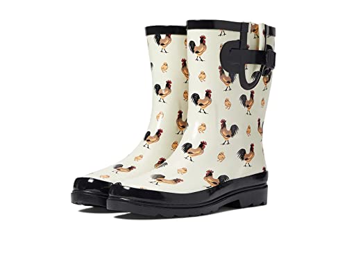 Western Chief Women's Chicken Roost Mid Rain Boot, Cream, 8