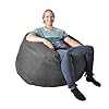 4 foot round big bean bag chair with shredded foam 48 h x 48 w x 30 d size charcoal color extremely comfortable durable zipper closure removable cover  urban country home decor