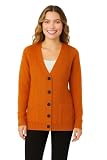 ZARVICZONIA Women's Cable Knit Button Down Sweater with Pockets - Soft Chunky Knit Long Sleeve Winter Cardigan, Casual Warm Knitwear (22 Colours) (UK, Numeric, 12, Regular, Regular, Orange)