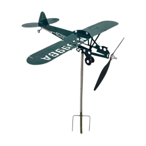 Veleta de montaje en techo, veleta de avión, escultura giratoria de avión, decoración de viento de avión al aire libre para césped o jardín, regalo para los amantes de los vuelos y entusiastas de la