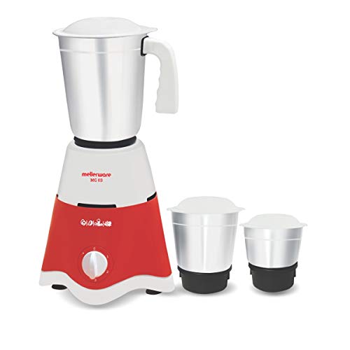 Mellerware MG 03 550-Watt Mixer Grinder with 3 Jars (Red/White)