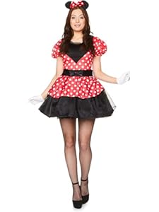 Karnival Costumes Costume Minni Mouse Adultes, Robe Minni Mouse Dames - Rouge/Noir/Blanc - Taille L