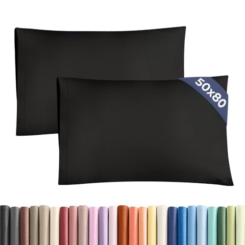 Funda de Almohada 50x80 Negro- Set de 2 Fundas de Microfibra Suaves, Cómodas y Lavables a Máquina - Fundas 50x80 Negro para una Experiencia de Confort y Elegancia