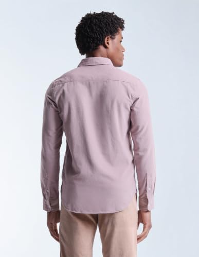 Image of Flying Machine Purple Solid Cotton Corduroy Regular Fit Long Sleeve Men's Shirt