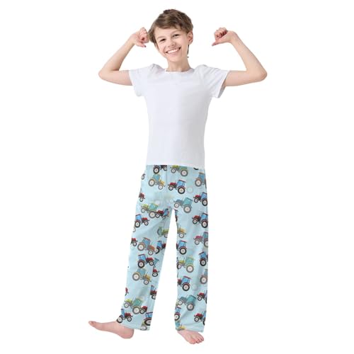 ZZXXB Retro Tractor Boys Long Pants Soft Trousers Elastic Waist Kids Lounge Bottoms with Pockets S-XL2