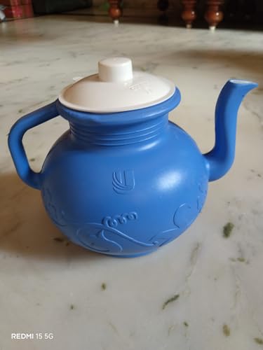 Image of Premium Plastic Water Jug with Handle and Lid | Floral Embossed Multipurpose Kettle for Kitchen, Dining Table, and Office Use (Blue, Pack of 1)