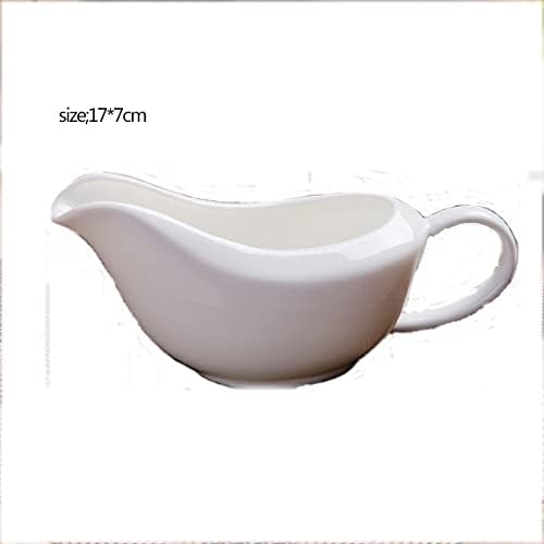 Gravy Boat Sauce Jug Sedum White Bone Lead-Free Black Pepper Sauce Juice Sauce Cup Bucket Ship Ceramic Tableware (Color : White)